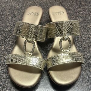 Jones New York Metallic Gold Sandals -worn once